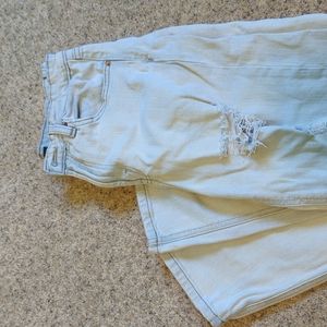 Light Blue Ripped High Rise Mom Jeans